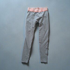 GYMSHARK Gray Peach Logo Waistband Crop Leggings Size Small